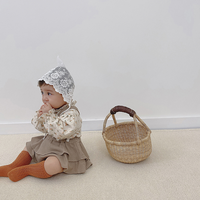 2Pcs Vintage Baby Girl Clothes Set Summer Cotton Girls Floral Blouse Shirt Romper Dress Spring Newborn Baby Girl Clothes Outfits Z220301