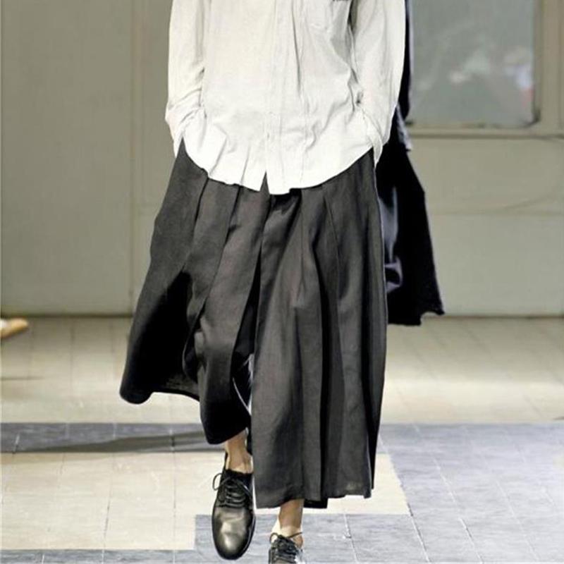 Men's Pants European And American Skirt Cropped Yamamoto Yoshiji Wide Leg Catwalk Trendy Loose Casual