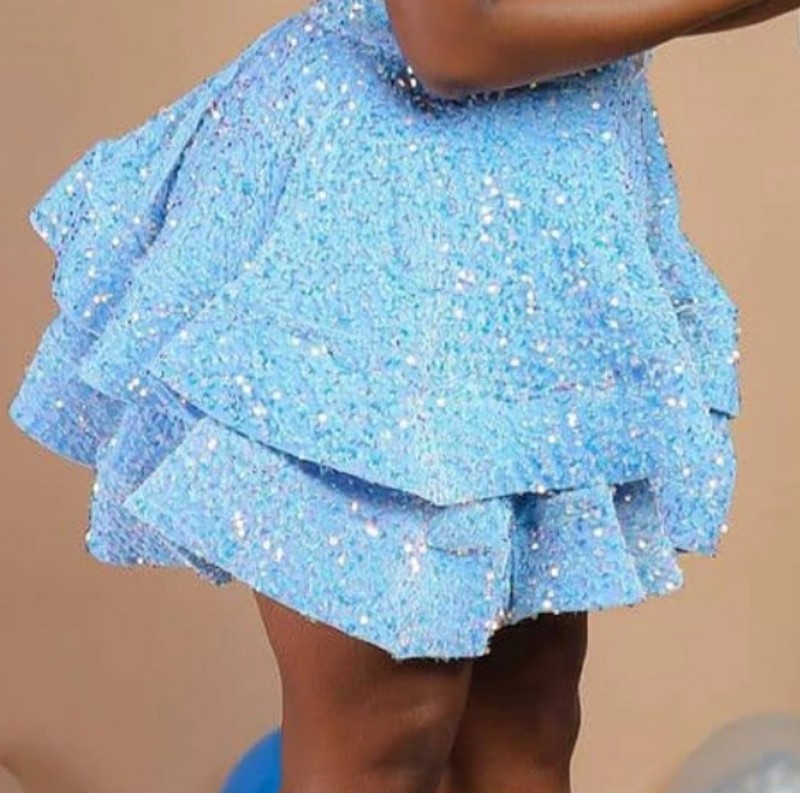 Sparkling Blue Short Prom Dress Two Layer Puffy Skirt Sexy Spaghetti Sequins Party Gown Homecoming Wear Sweet 15 16th Birthday Robe De Soiree Vestidos