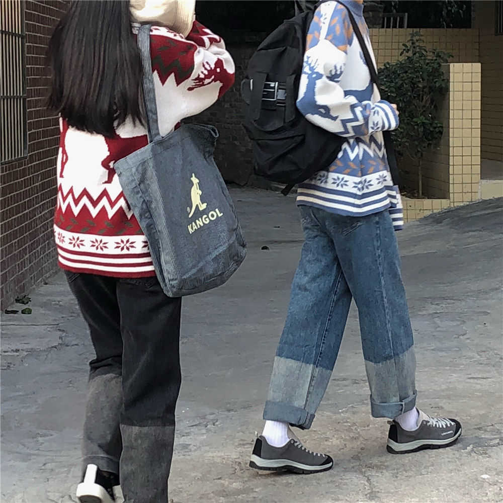 Couple Christmas Sweater Men and Women New Korean Style Loose Elk Sweater Coat Autumn and Winter Fashion Clothes Kobieta Swetry Y0907