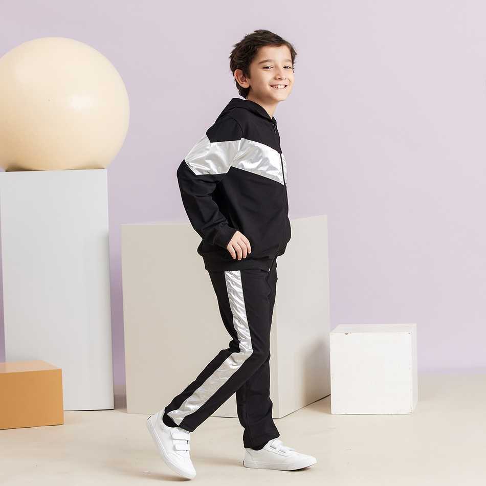 Arrival Spring and Autumn Trendy Kid Boy Coat Sweatpants Patchwork Set 2pcs Pants suit Sports Suits 210528