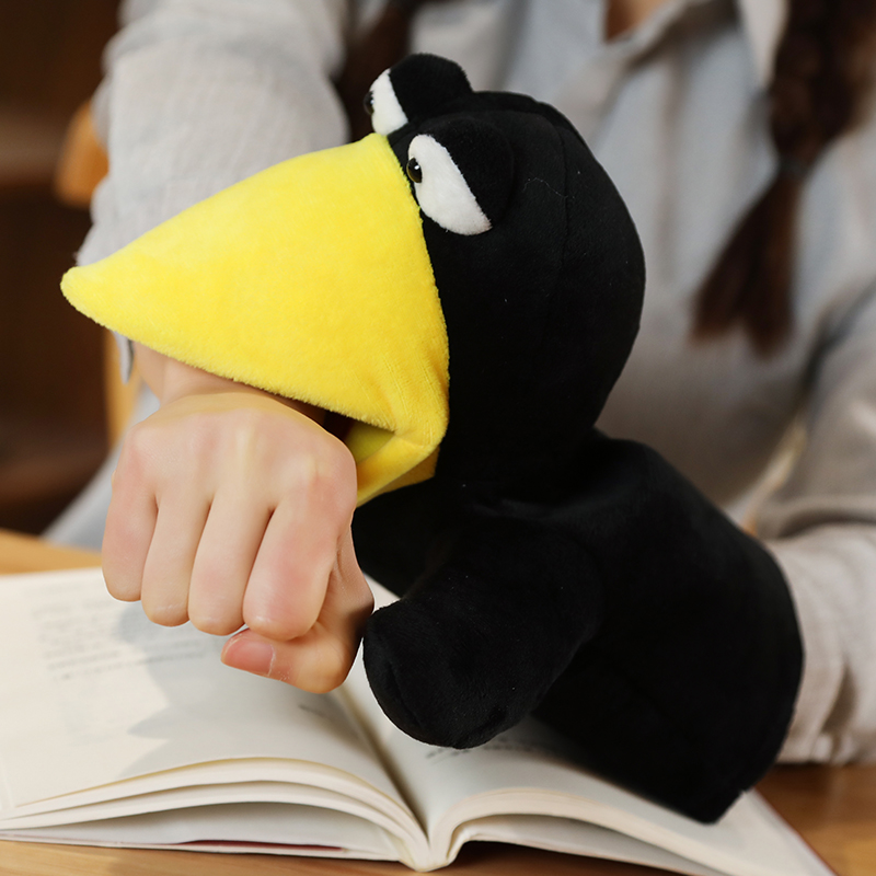Cute soft animal psh toys cartoon fox crow stuffed hand puppets for kids pretend toys creative activity props284h