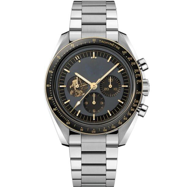 Stainless Steel Black Watch Quartz Chronograph Movement Moonwatch Apollp 11 50th Anniversary Limited Edittion Mens Wristwatches, Slivery;brown
Stainless Steel Black Watch Quartz Chronograph Movement Moonwatch Apollp 11 50th Anniversary Limited Edittion Mens Wristwatches, Slivery;brown
