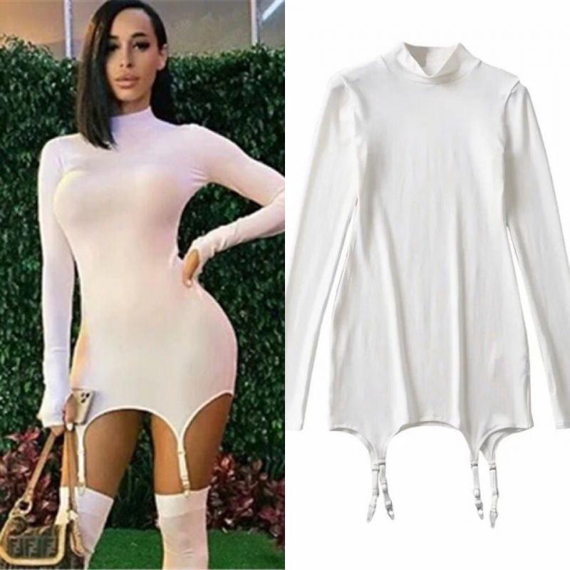 Women Dress Long Sleeve Turtleneck Sexy White Black Coset Dresses Woman Asymmetry Vintage Short Wrap 210513