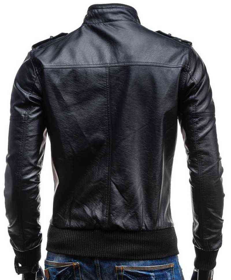 ZOGAA Spring Men PU Leather Jacket Motorcycle Vintage Leather Coat Men Biker Zipper Pocket PU Leather Jacket Stand Collar Jacket 211111
