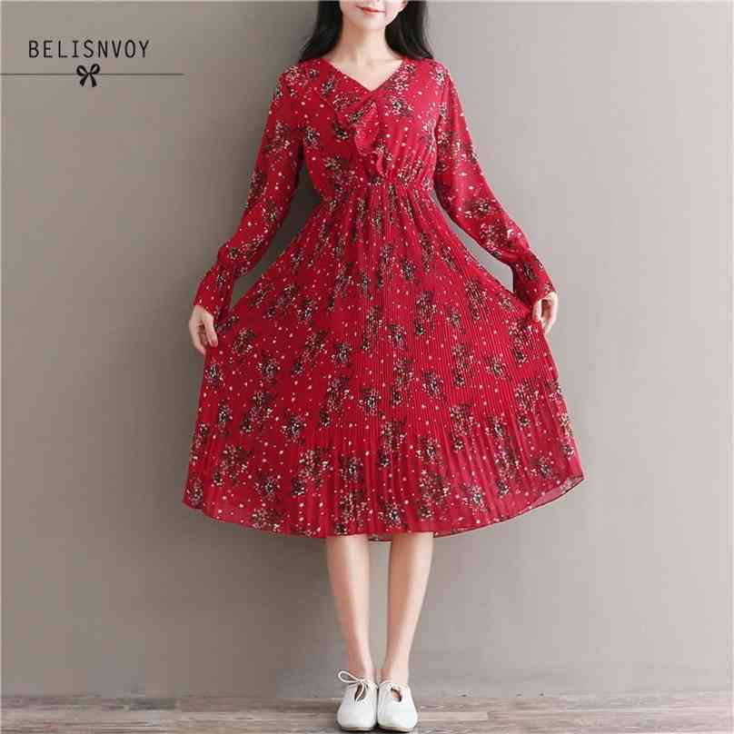 Spring Autumn Women Sweet Dress Ruffles Tied V-Neck Mori Girl Elegant Slim Party Vestidos Floral Printed Chiffon Pleated 210520, Black
Spring Autumn Women Sweet Dress Ruffles Tied V-Neck Mori Girl Elegant Slim Party Vestidos Floral Printed Chiffon Pleated 210520, Black