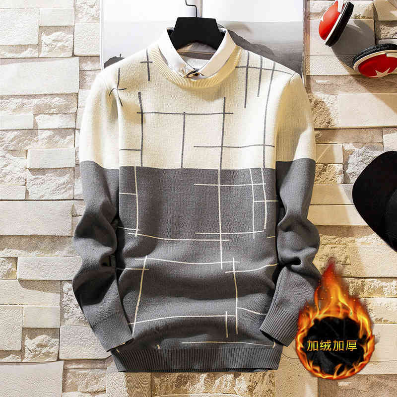 sweater knit men's clothing warm fake two shirt collar pullover plush thickened backing, White;black
sweater knit men's clothing warm fake two shirt collar pullover plush thickened backing, White;black