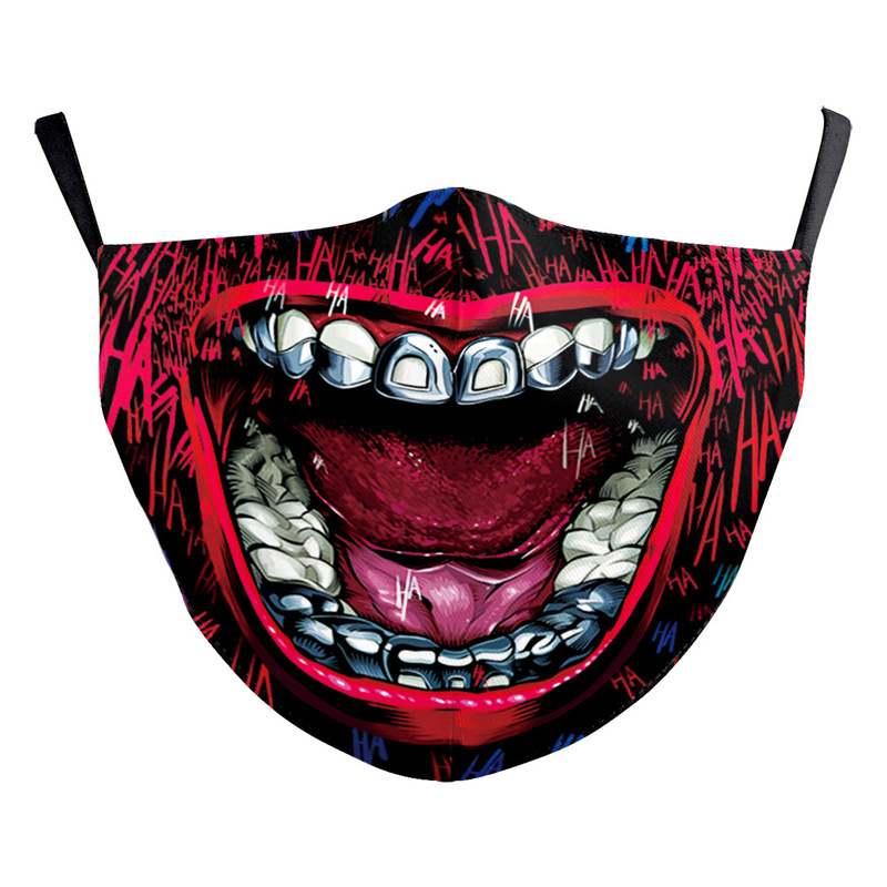 Half face of skull Pattern Printed Masks (No filter) Pack Of 5 Pieces High Quality Comfortable Hygiene Reusable Washable Effective Filtering Dust