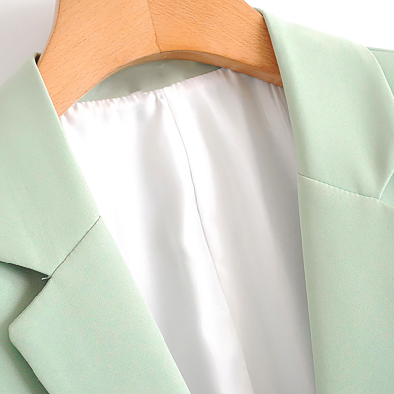 Green Color Casual Blazer Women Big Pockets Long Sleeve Jacket Female Notched Collar Office Wear Blazer Ropa De Mujer 210414
