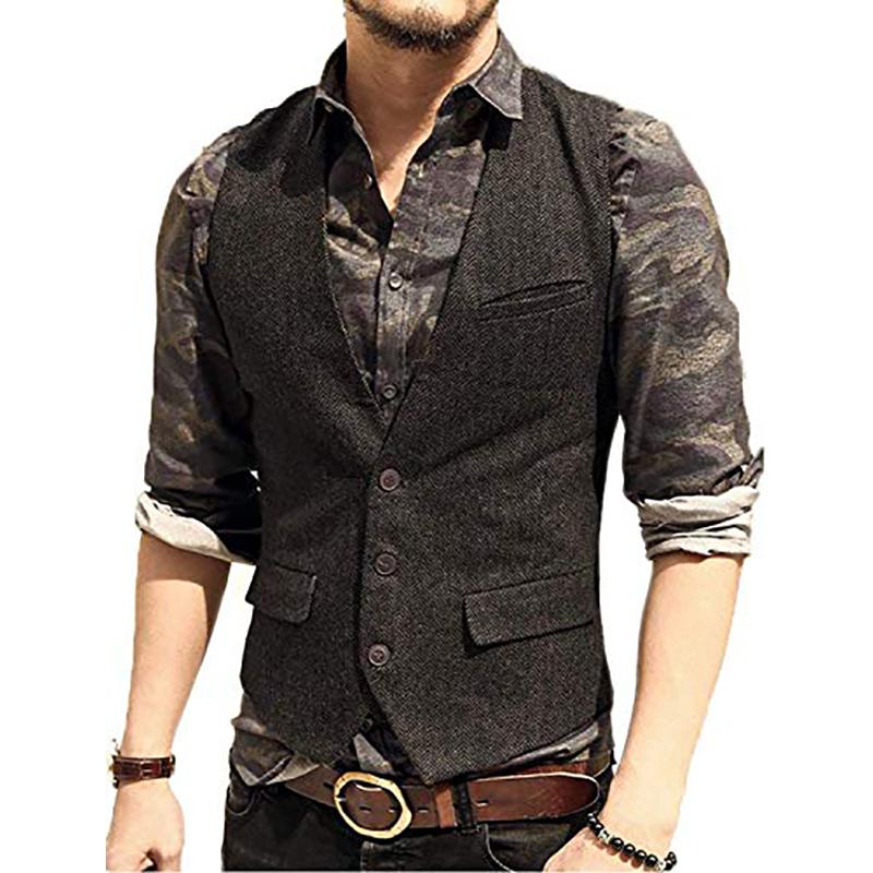 Men's Vests Slim-fit Herringbone Tweed Suits Vest Three Button Wool-blend Waistcoats Gilet Homme Vintage Herren Westen, Black
Men's Vests Slim-fit Herringbone Tweed Suits Vest Three Button Wool-blend Waistcoats Gilet Homme Vintage Herren Westen, Black