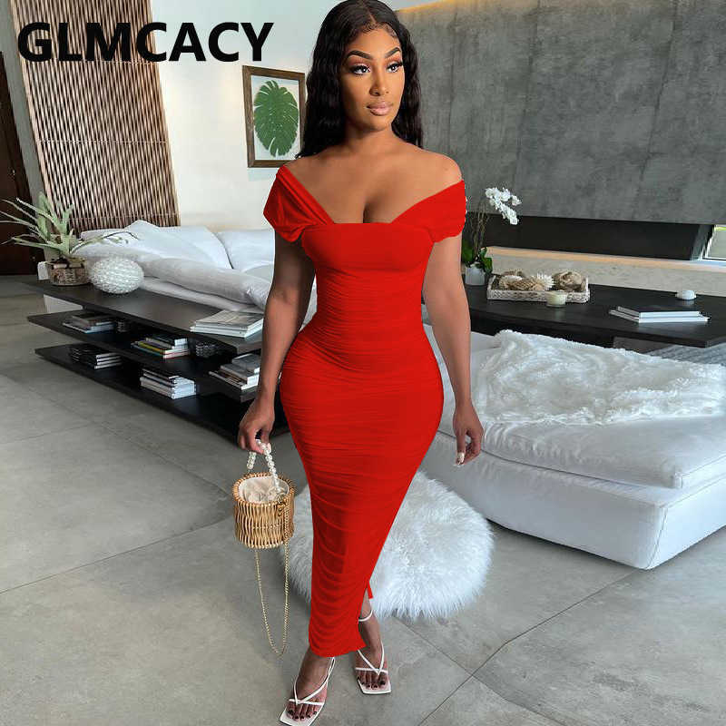 Women Spaghetti Strap Square Neck Slit Bodycon Maxi Dress 210702