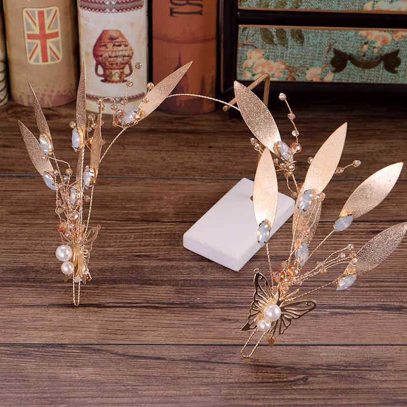 Wedding Hair Jewelry Accessories Tuan Ming Headdress Baroque Gold Leaf Hoop Selling Head Buckle Dress