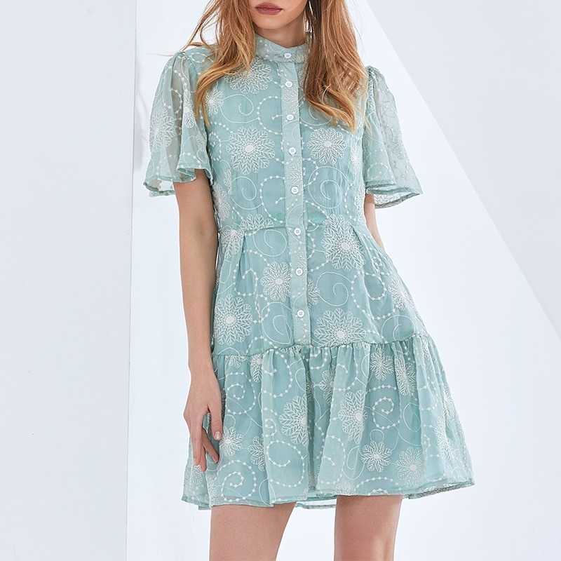 Summer Stand Neck Short Sleeve Vestidos Crochet Flying Sleeve Ruffle Loose Dress Korean Fashion Sweet Femme Robe 13A111 210525, Blue
Summer Stand Neck Short Sleeve Vestidos Crochet Flying Sleeve Ruffle Loose Dress Korean Fashion Sweet Femme Robe 13A111 210525, Blue