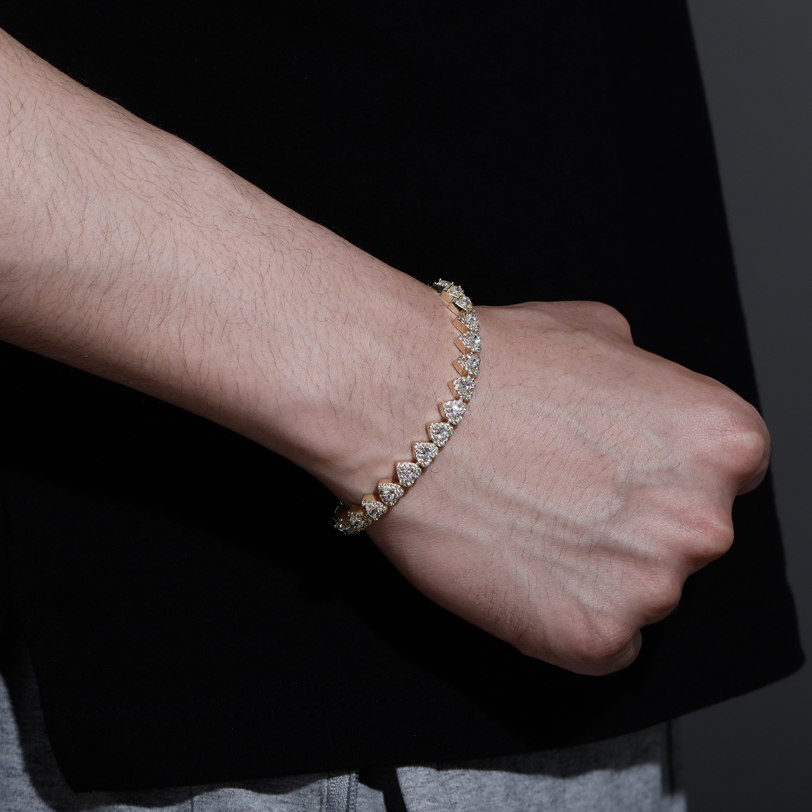 7mm Love Shape Tennis Chain Bracelet Necklace Full Diamond Bling Iced Out Chains Charms Hip Hop Rock Miami Street Rapper Jewelry Set Gifts for Men and