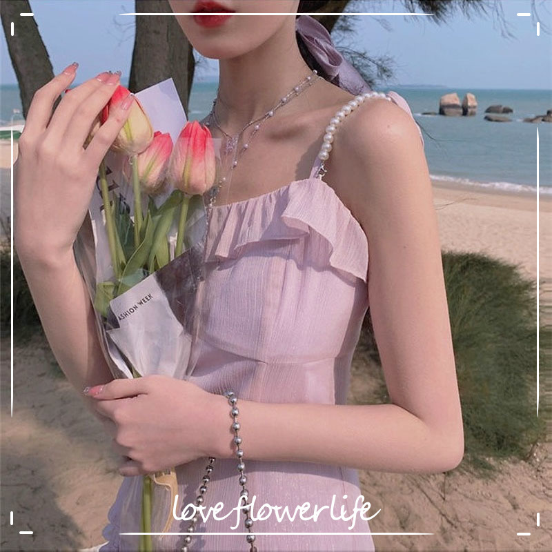 Dress Korean Elegant Strap Dress Women Square Collar Chiffon Lace Mini Dress Beach Bandage Design Summer Sexy 210521, Purple and pink
Dress Korean Elegant Strap Dress Women Square Collar Chiffon Lace Mini Dress Beach Bandage Design Summer Sexy 210521, Purple and pink