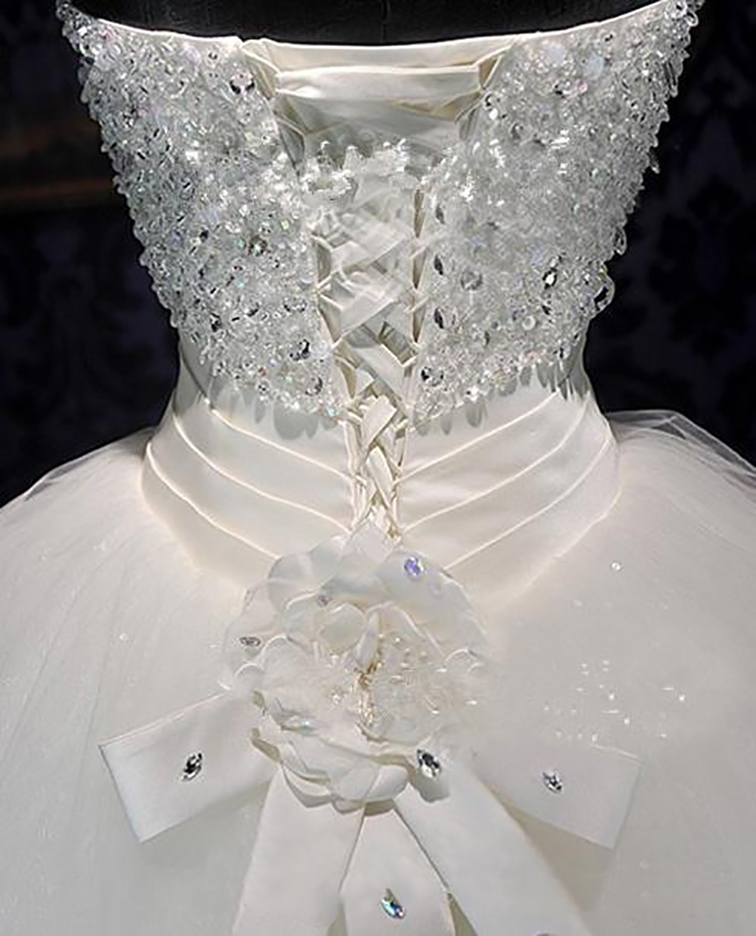 Bridal Gowns Gorgeous Ball Gown Sweetheart Beading Flowers Floor- Length Charming Wedding Dress