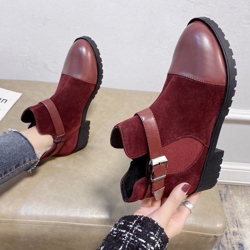 Boots Women's Ankle Women Warm Shoes Female Fashion Belt Buckle Low Heel Black Flock Leather Casual Winter Zipper Footwear JDKI
Boots Women's Ankle Women Warm Shoes Female Fashion Belt Buckle Low Heel Black Flock Leather Casual Winter Zipper Footwear JDKI