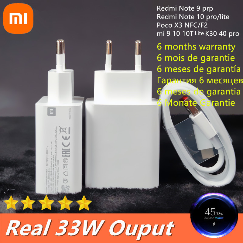 33W Charger Xiaomi Original Fast Turbo charge adapter usb type c cable for mi 10 9t pro Redmi note 9 10 pro K40 30 POCO X3
33W Charger Xiaomi Original Fast Turbo charge adapter usb type c cable for mi 10 9t pro Redmi note 9 10 pro K40 30 POCO X3
