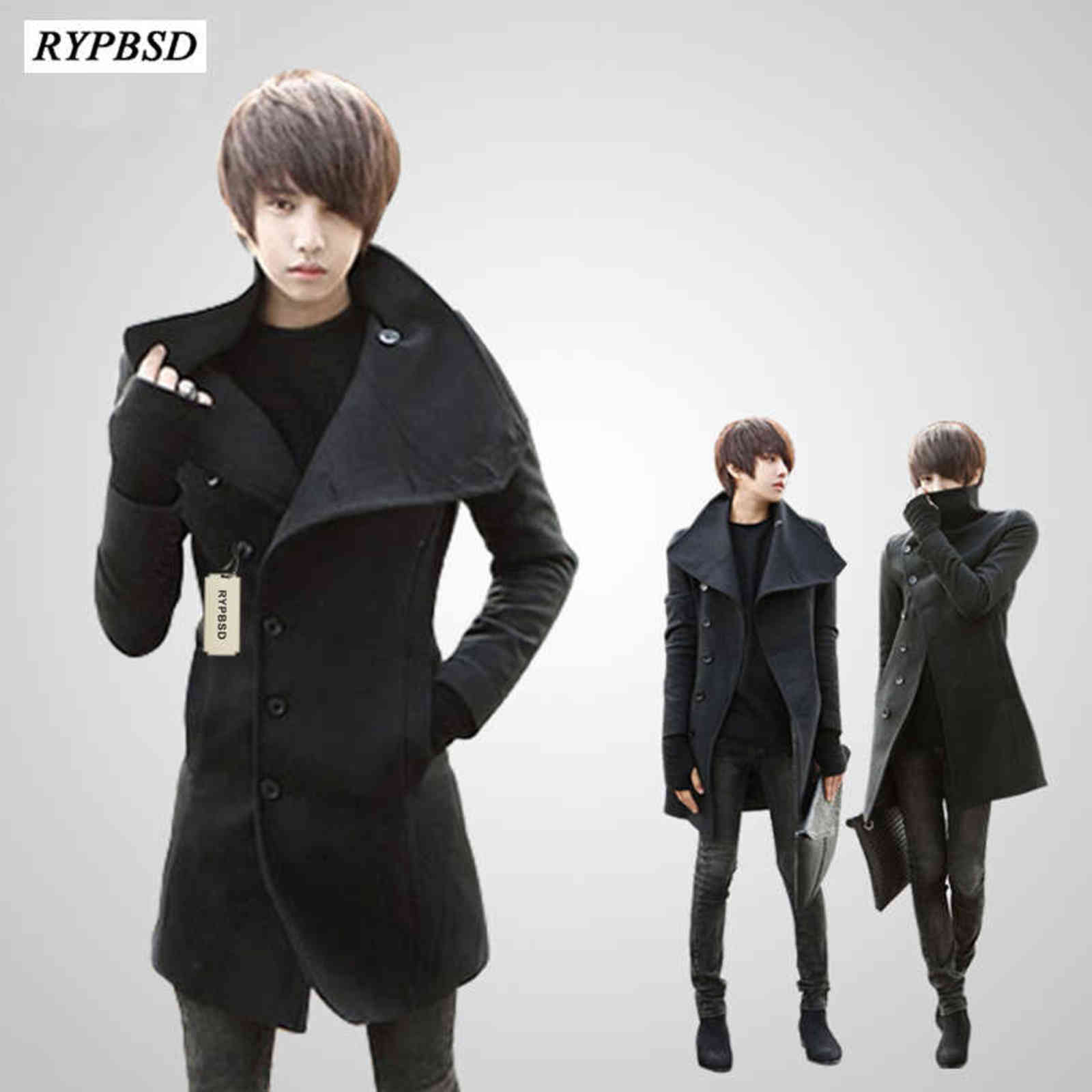 Wool Coat Male Wool Jackets Autumn Men Woolen Coats Manteau Homme Middle Long Jackets Coats Mens Warm Wool Overcoat Size 2XL 211122