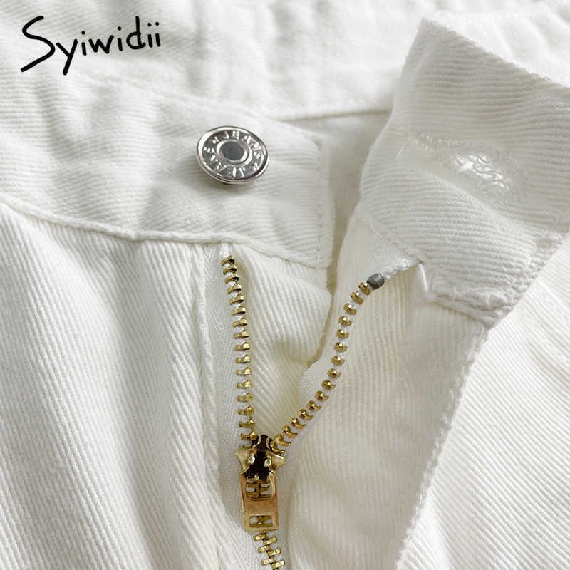 Syiwidii Womens High Waisted Denim Shorts Jean Summer Black Clothing White Fashion Solid 100% Cotton Zipper Fly Casual 210714