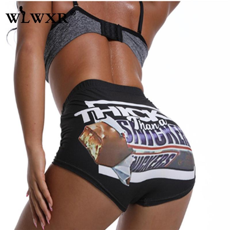 Print Summer Sweat Biker Shorts Women Fitness High Waist Candy Female Sexy Bodycon Gushers Snack Booty 2021 Women's