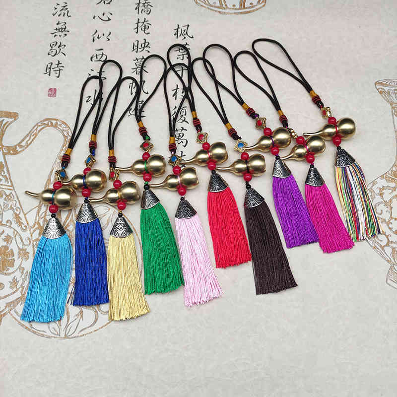 Key Rings Tassel Copper Gourd Bag Hanging Chinese Style Colorful Chain with Exquisite Gifts