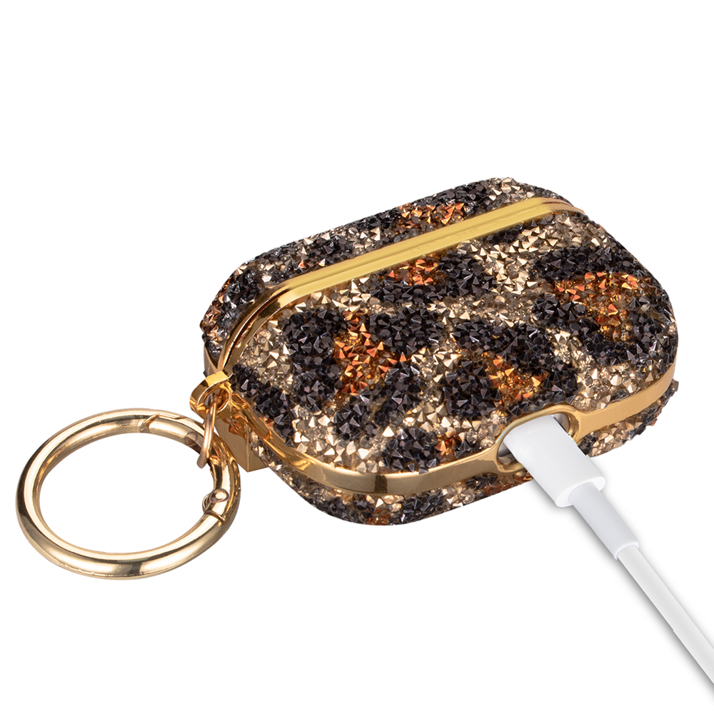 Glitter Diamond Earpods Case for Airpods Pro with Carabiner Leopard Bling Cover Earphone for Air Pods Airpod 3 Funda Coque A446712