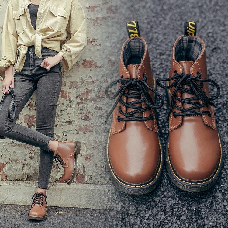 Boots LIHUAMAO Western Work Motorcycle Winter Snow For Women Lace Up Warmly Plush Lining High Top Round Toe Waterproop