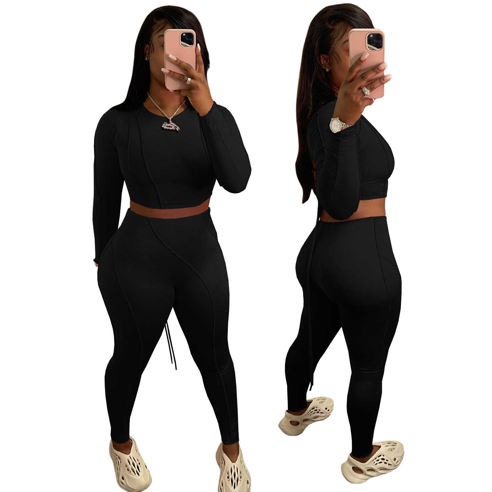 Women's Clothing Women's Two Piece Sets Designers Women Clothes 2023 autumn and winter personalized design sense Department sports bottomed 