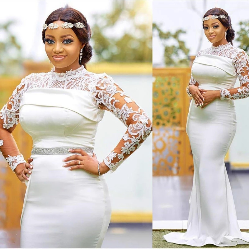 Arabic Style White Mermaid Wedding Dresses 2022 Sheer Neck Lace Long Sleeves Plus Size Sweep Train Garden Country BRidal Party Gowns Robe De Marriage, Ivory
Arabic Style White Mermaid Wedding Dresses 2022 Sheer Neck Lace Long Sleeves Plus Size Sweep Train Garden Country BRidal Party Gowns Robe De Marriage, Ivory