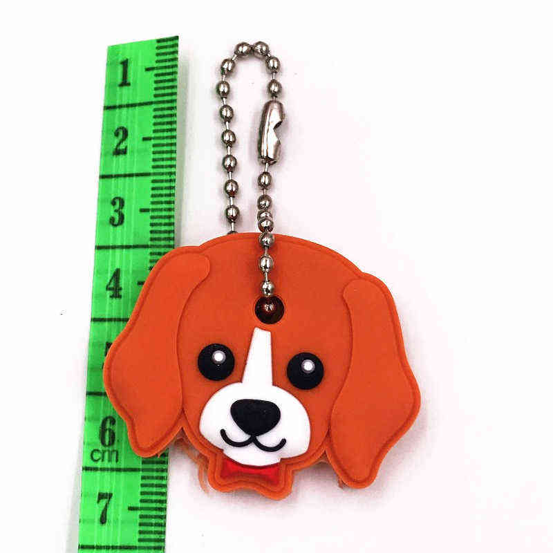 Mix 40Pcs Animals Dog Cat Key Cover Cute Anime Silicone KeyChains Women Funny Animal Key Holder Caps Key Chain Children Gift H1126