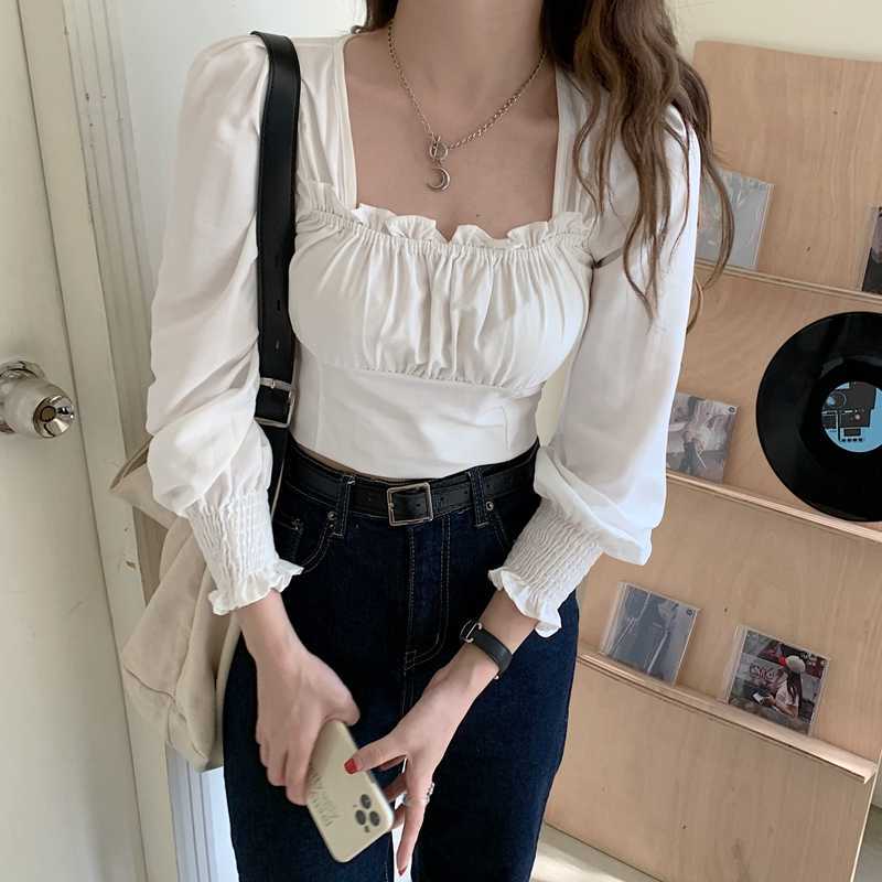 Chic White Blouse Women High Waist Square Collar Short Tops Autumn Shirt Vintage Designer Clothes Fashion Female 210604, Plaid
Chic White Blouse Women High Waist Square Collar Short Tops Autumn Shirt Vintage Designer Clothes Fashion Female 210604, Plaid