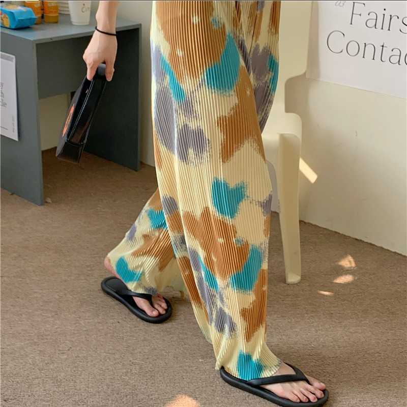 Yedinas Harajuku Women Pants Casual Loose Tie Dye Sweat Streetwear Elastic High Waist Sweatpants Summer Trousers 210527