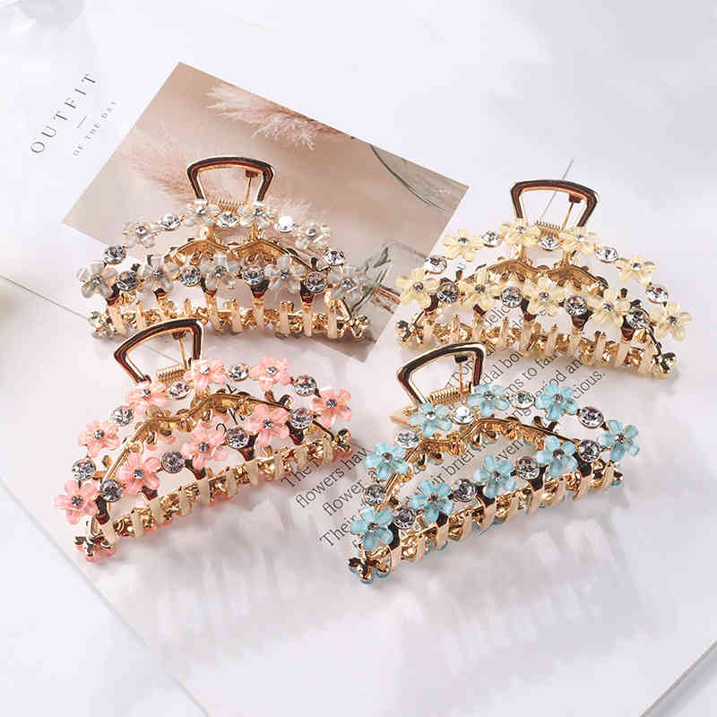 Hair Accessories Jewelry Large pin Grab Clip Bath Fashion Versatile Girl Back of Head Fixed Coil pin Horsetail Net Red pin