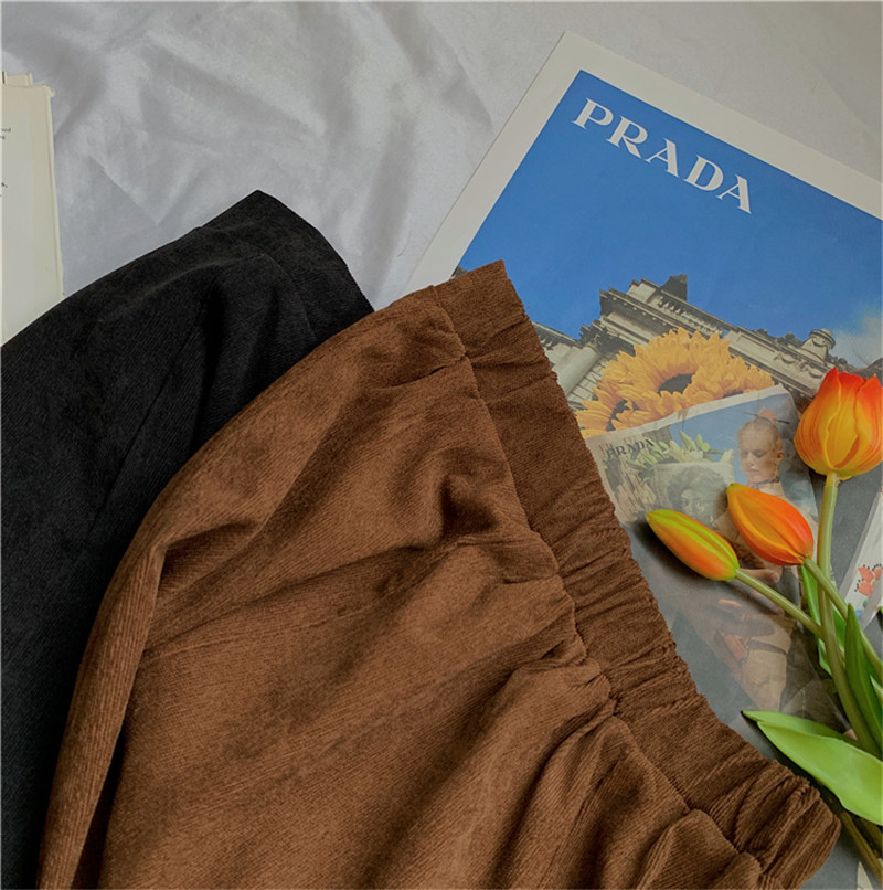 Spring Autumn High Waist Vintage Corduroy Fishtail Skirt Female OL Elegant Fashion All-match Long Skirts Womens 210421