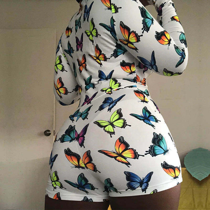 XL-5XL Plus Size Women Clothing Jumpsuits Home Bodysuit Pajama Onesies Fashion Amarson Element Printing Sexy Large Size 822