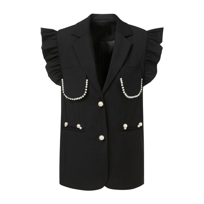 Women's Vests VANOVICH Korean Feifei Sleeve Pearl Suit Vest Autumn 2022 Black Turn-down Collar Beading Pocket Jacket, Black;white
Women's Vests VANOVICH Korean Feifei Sleeve Pearl Suit Vest Autumn 2022 Black Turn-down Collar Beading Pocket Jacket, Black;white