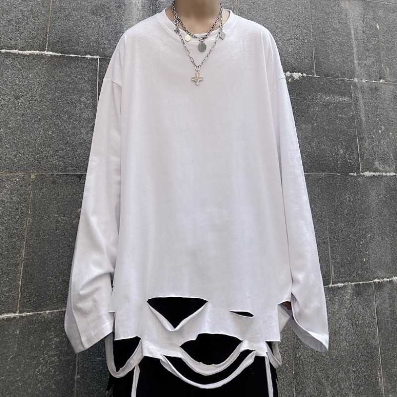 Autumn Solid Hole Bottomed Tops Loose Full T-shirt Men's and Women's Fashion 210615, Gray
Autumn Solid Hole Bottomed Tops Loose Full T-shirt Men's and Women's Fashion 210615, Gray