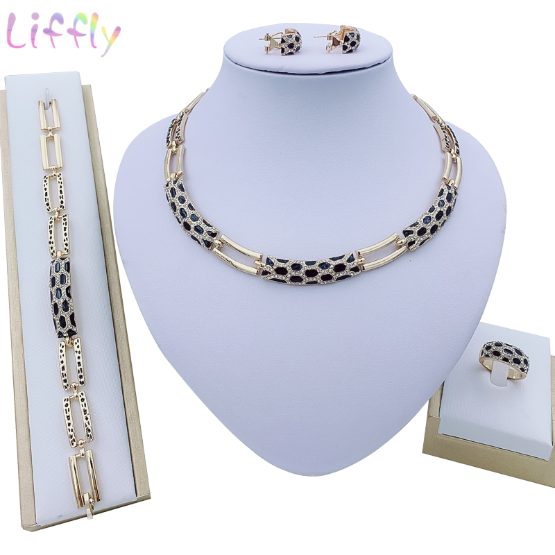 Liffly Women Dubai Jewelry Sets Luxury Bridal Nigerian Wedding African Beads Jewelry Set Costume New Designs