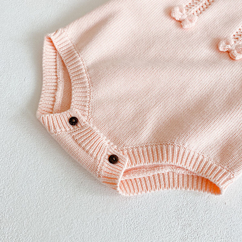 Infant Baby Girls Bowknot Knit Rompers Clothing Autumn Winter Kids Girl Long Sleeve Clothes 210429