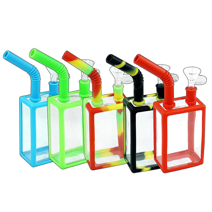 Silicone Smoking Bongs Hookah bong Smoke bubbler Glass Water Pipes box 7'' with straw
Silicone Smoking Bongs Hookah bong Smoke bubbler Glass Water Pipes box 7'' with straw