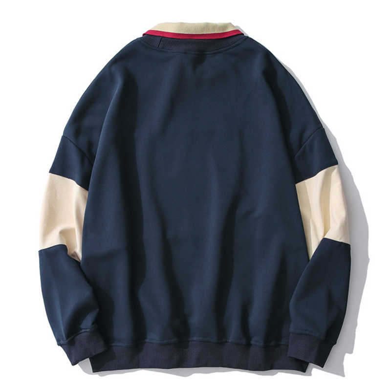 Aolamegs Striped Patchwork Hoodies Autumn Sweatshirts Men Cute Print Casual Hooded Pullover Couples False Two Harajuku Colthing 210730