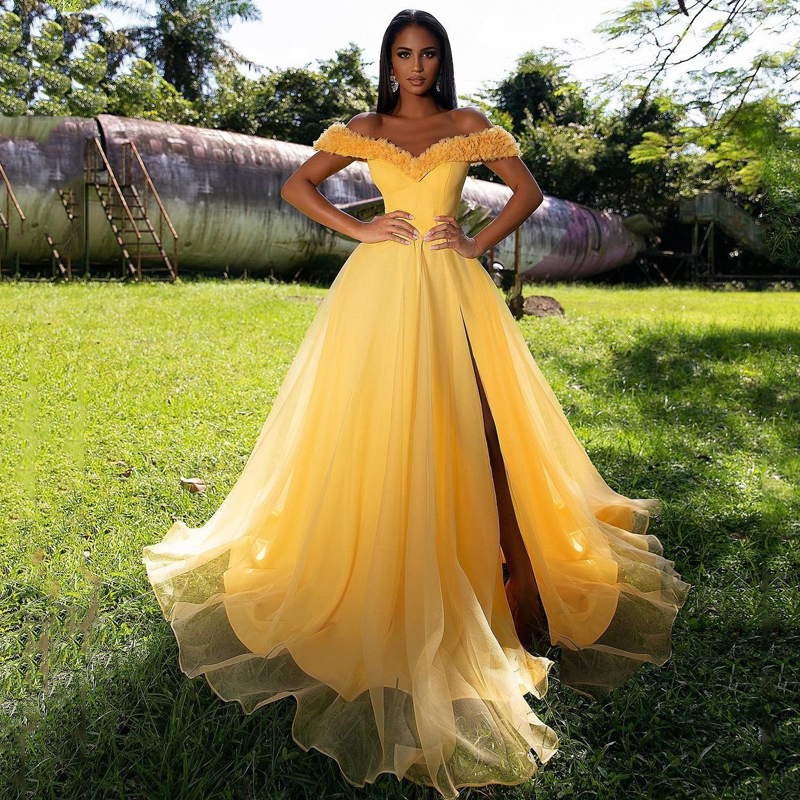 Off The Shoulder Yellow Prom Dresses Side Split A Line Evening Gowns Sweep Train 3D Flower Garden Party Wears, Lilac
Off The Shoulder Yellow Prom Dresses Side Split A Line Evening Gowns Sweep Train 3D Flower Garden Party Wears, Lilac