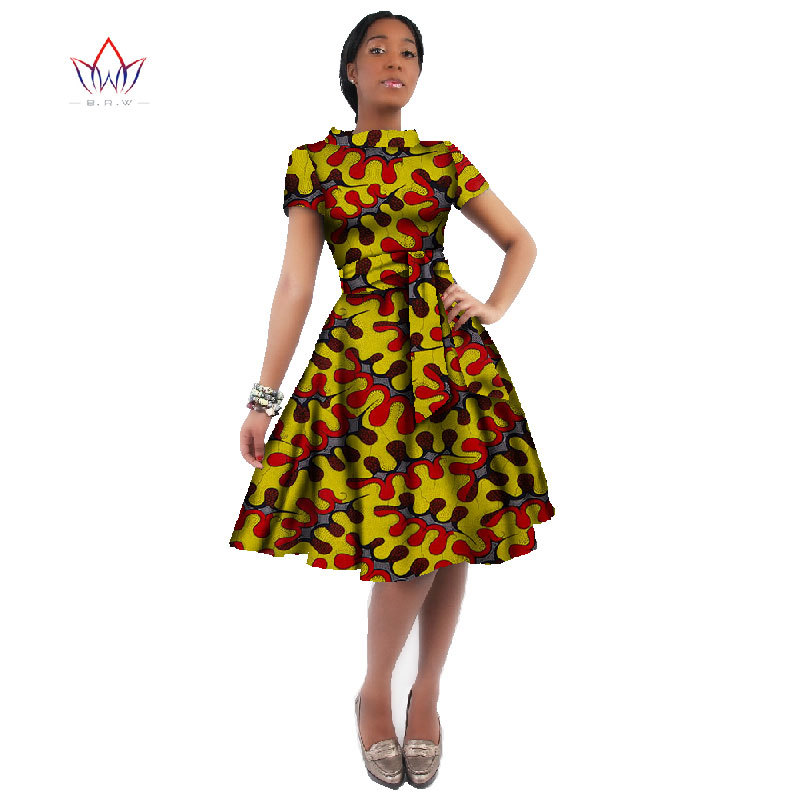 WholeSale Africa Dress For Women African Wax Print Dresses Dashiki Plus Size Africa Style Clothing for Women Office Dress WY082 210408