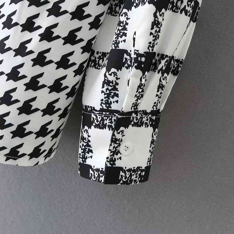 Women Patchwork Printing Plaid Shirt Female Long Sleeve Blouse Casual Lady Loose Tops Blusas S8787 210430