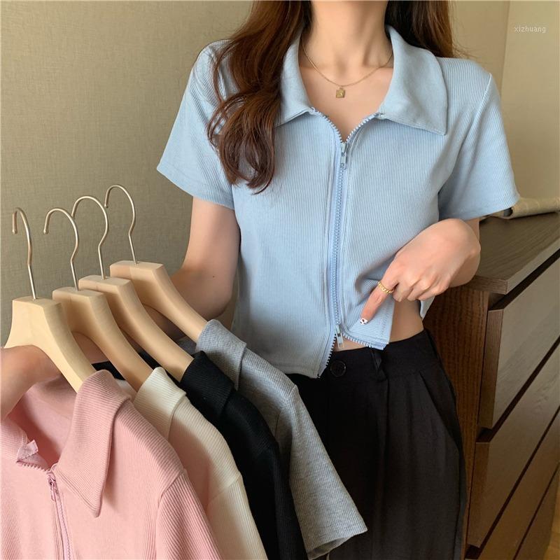 Women's T-Shirt Short-Sleeved Top Design Sense Niche Double Zipper Cardigan For Women 2021 Korean Style Collar Short Student, Black
Women's T-Shirt Short-Sleeved Top Design Sense Niche Double Zipper Cardigan For Women 2021 Korean Style Collar Short Student, Black