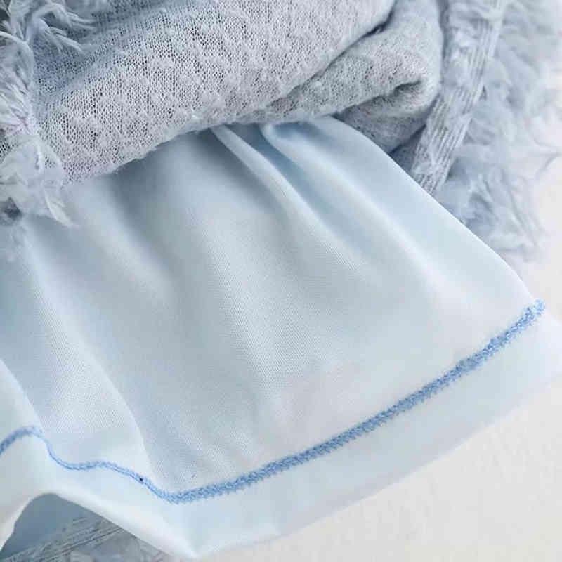 Women Fashion Feathers Decoration Blue Mini Skirts Summer High Waist Streetwear Chic A-line Skirt faldas mujer moda 210421