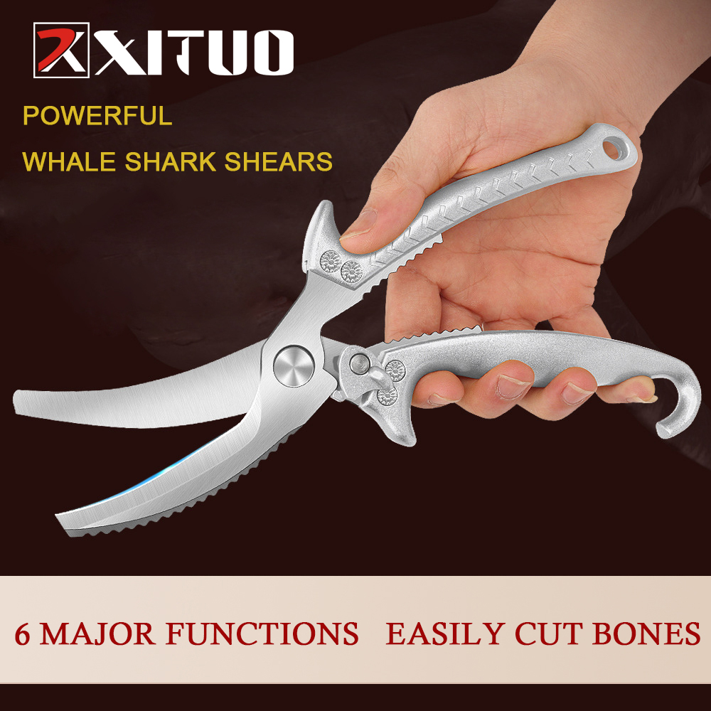 XITUO Whale Shark Chicken Bone Scissors Stainless Steel Scissors Multifunctional Chicken Bone Meat Seafood Kitchen Tool Scissors
XITUO Whale Shark Chicken Bone Scissors Stainless Steel Scissors Multifunctional Chicken Bone Meat Seafood Kitchen Tool Scissors