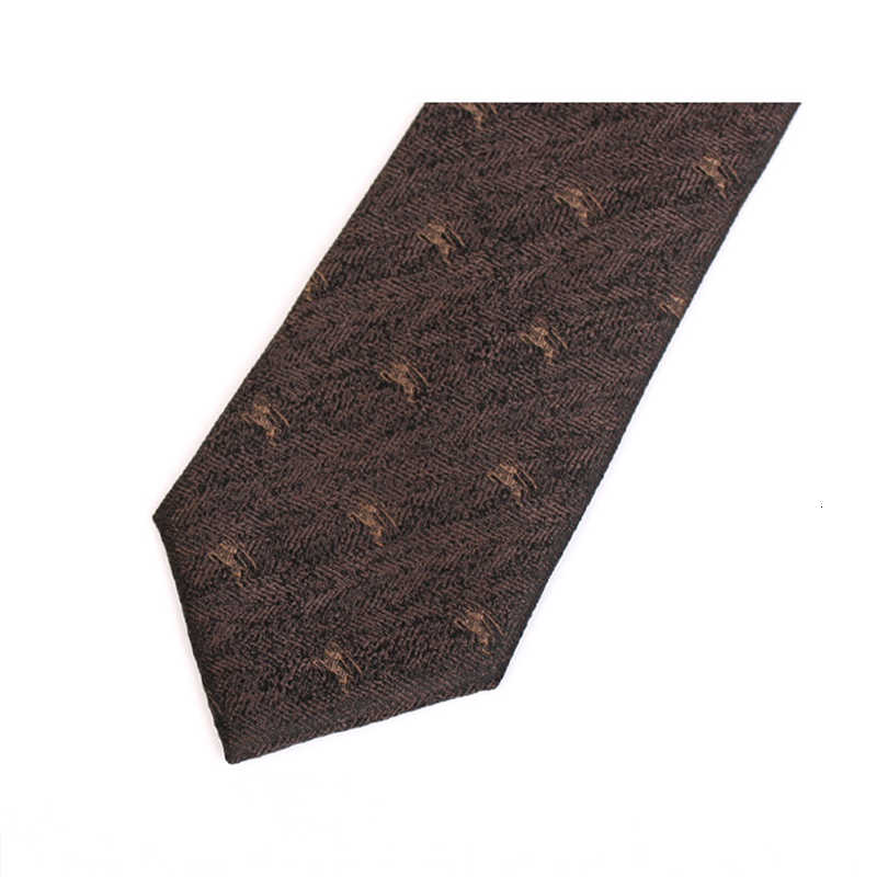 7cm Brown Tie Gentleman Animal Jacquard s High Quality Fashion Formal for Men Business Suit Work Necktie with Gift Box