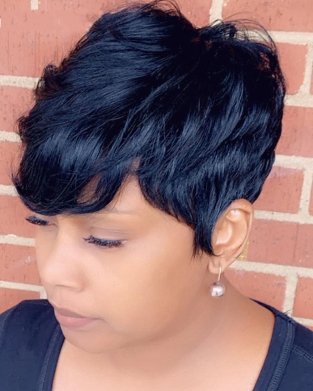Short Straight Bob Pixie Cut Non Lace Front Human Hair Wigs With Bangs For Black Women Brazilian Wig